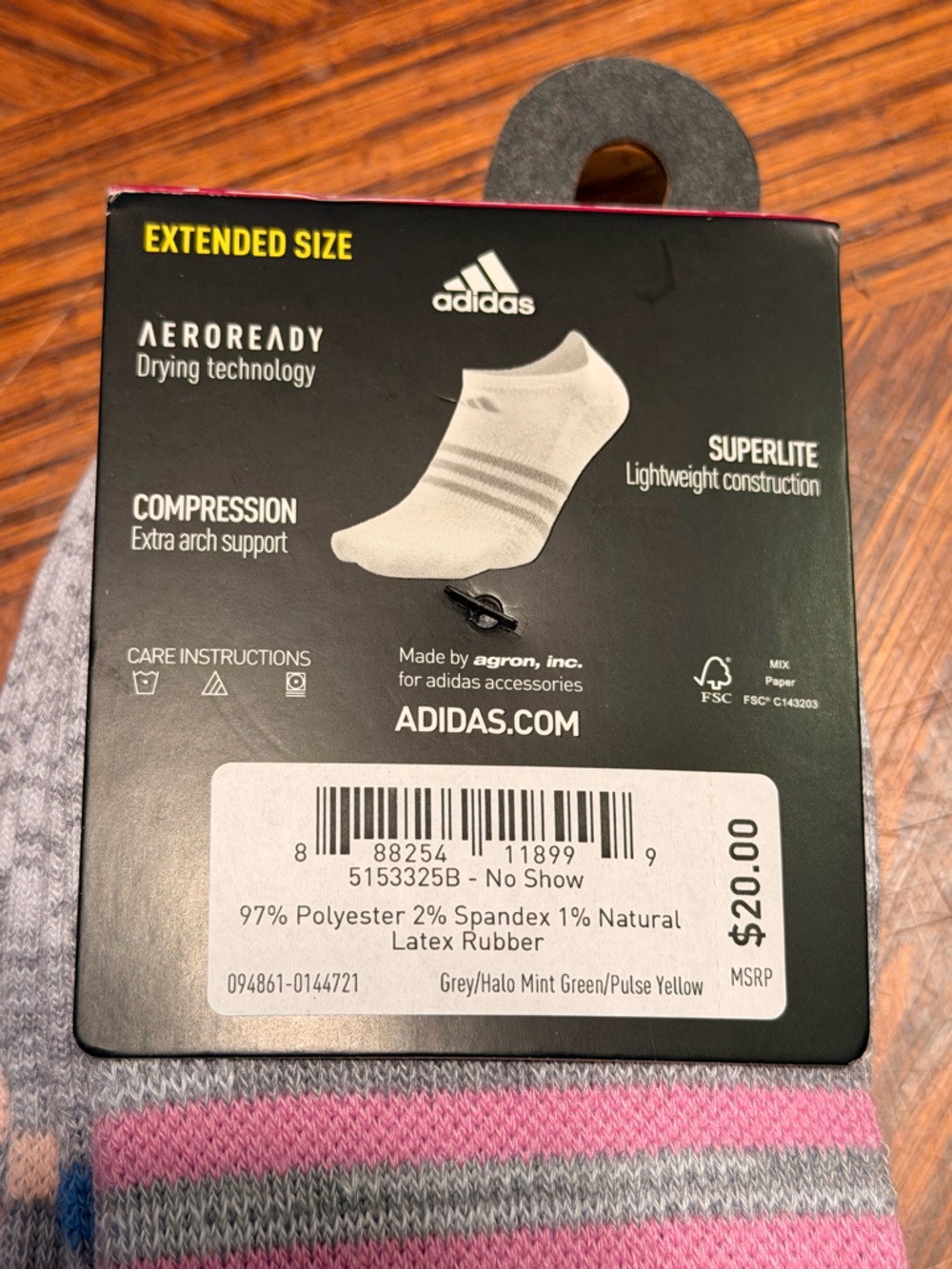 adidas Women’s Gray Gradient Ankle Socks - 6 Pair - Picture 3 of 4